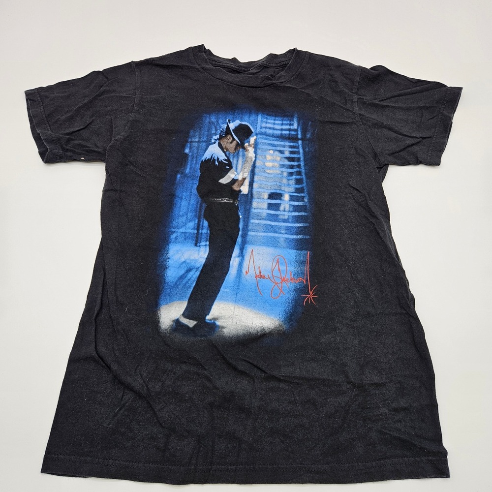 Michael Jackson Black T Shirt King of Pop Graphic Print Short Sleeve Size XS‎
